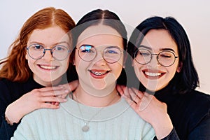 Sisters United: A Portrait of Family Love and Bonding on White Background