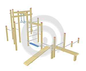 Sit-up and pull-up bars, 3D illustration