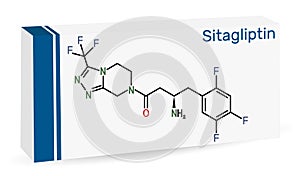 Sitagliptin anti-diabetic medication drug molecule. It is trifluorobenzene  and triazolopyrazine with hypoglycemic activity.