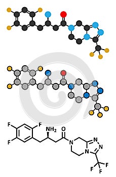 Sitagliptin diabetes drug molecule