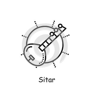 Sitar line icon. Editable vector illustration