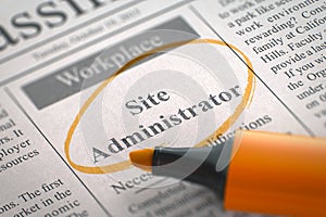 Site Administrator Job Vacancy. 3D.
