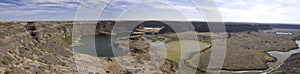 Site of ancient waterfall, Sun Lakes Dry Falls State Park, Washington State. Panorama