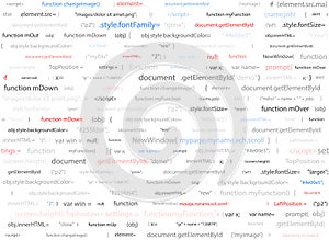Software web design white background. Site developer javascript programming code. Abstract computer webpage script
