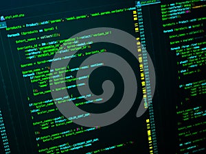 Site developing. Php code on the computer