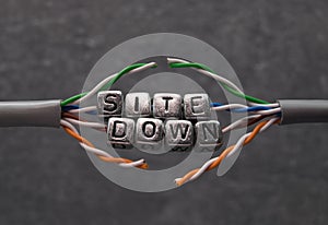Site down text for website maintenance with grey background