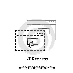 Site fraud icon. Personal data input stealing ui redress line vector illustration