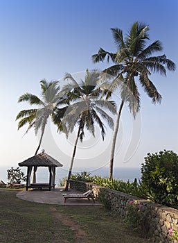 Site for meditations on the edge of the rock over the ocean, Kerala, India photo