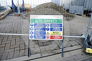 Site safety sign and construction entrance fence