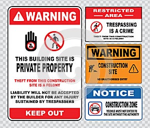 Site safety sign or construction safety