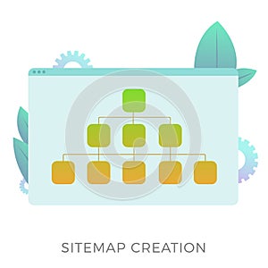 Sitemap creation vector icon. The branched map allows informing search engines about the current website structure