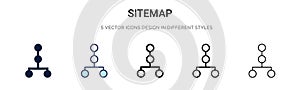 Sitemap icon in filled, thin line, outline and stroke style. Vector illustration of two colored and black sitemap vector icons