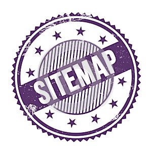 SITEMAP text written on purple indigo grungy round stamp