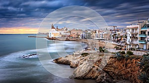 Sitges overview on a cloudy day