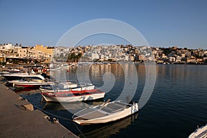 Sitia harbour with boats Crete Greece