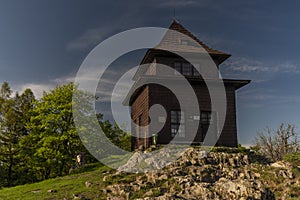 Sitno hill in central Slovakia in spring blue sky day