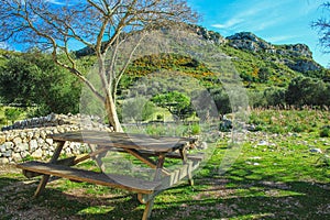 Sitting area at Parc natural de la peninsula de Llevant on the island of Mallorca, Spain