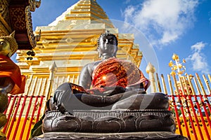 A sitting Buddha figure at Doi Sutep Temple in Chiang Mai,Thailand.