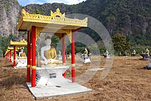 Sitting Buddha park, reliquary in Myanmar