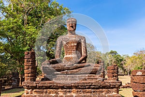 Sitting Buddha statue at Wat Sing temple in Kamphaeng Phet Historical Park, UNESCO World Heritage site