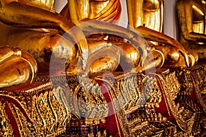 Sitting Buddha statues details, Thailand