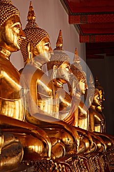 Sitting Buddha statues, Thailand