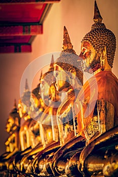 Sitting Buddha statues, Thailand