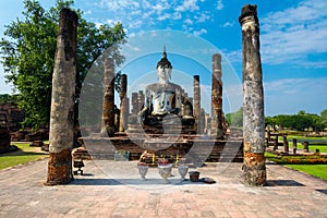 Sitting Budha in Wat Mahathat, Sukhothai,Thailand.