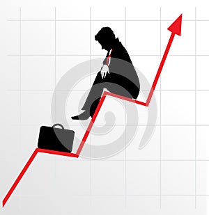 Sitting businessman on successful diagram