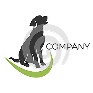 Sitting dog logo. Vector illustration.