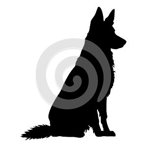 Sitting german shepherd dog silhouette