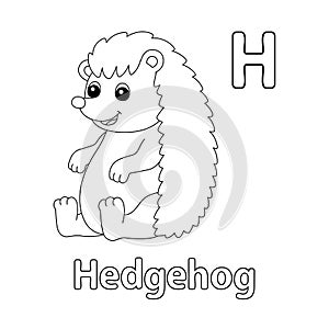 Sitting Hedgehog Alphabet ABC Coloring Page H