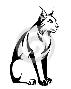 Sitting lynx black vector outline