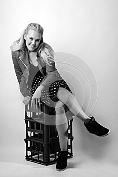 Sitting on milk crates