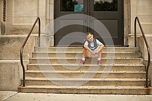 Sitting outside of school