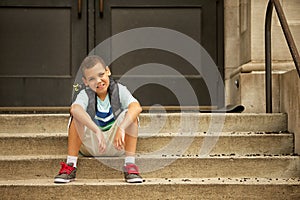 Sitting outside of school