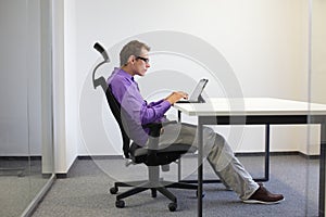 Sitting posture at tablet