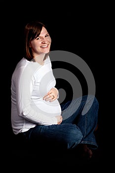 Sitting Pregnant Mommy On Black