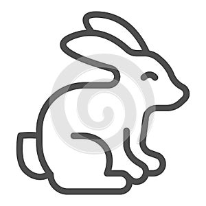 Sitting rabbit line icon, Happy Easter concept, bunny silhouette sign on white background, Easter rabbit icon in outline