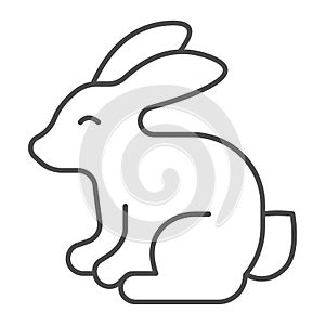 Sitting rabbit thin line icon, Happy Easter concept, bunny silhouette sign on white background, Easter rabbit icon in