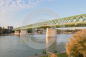 Sitting by the river Danube and enjoying the view, Bratislava, Slovakia