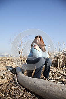 Sitting on a stump