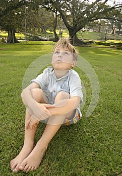 Sitting in an urban park