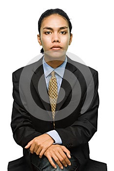 Sitting young creative businessman