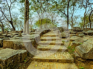 The ancient Hindu temple ruins of Bamuni Hills on the bank of Brahmaputra river in Tezpur, Assam, India. photo
