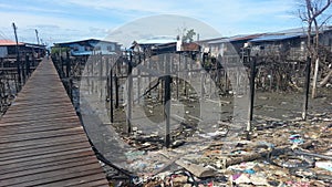 Situation after fire in Kampung Tanjung Batu Keramat Laut ,Tawau,Sabah, Malaysia photo