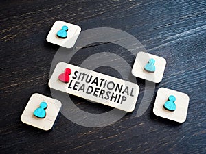 The Situational leadership phrase and wooden figures.