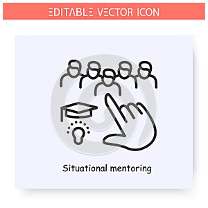 Situational mentoring line icon. Editable