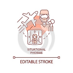 Situational phobias red concept icon