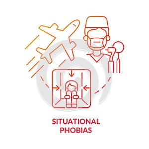 Situational phobias red gradient concept icon